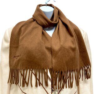 Men/Women Lancel Paris Cashmere Scarf   60 " x 12" Sof Brown  Fringe (71